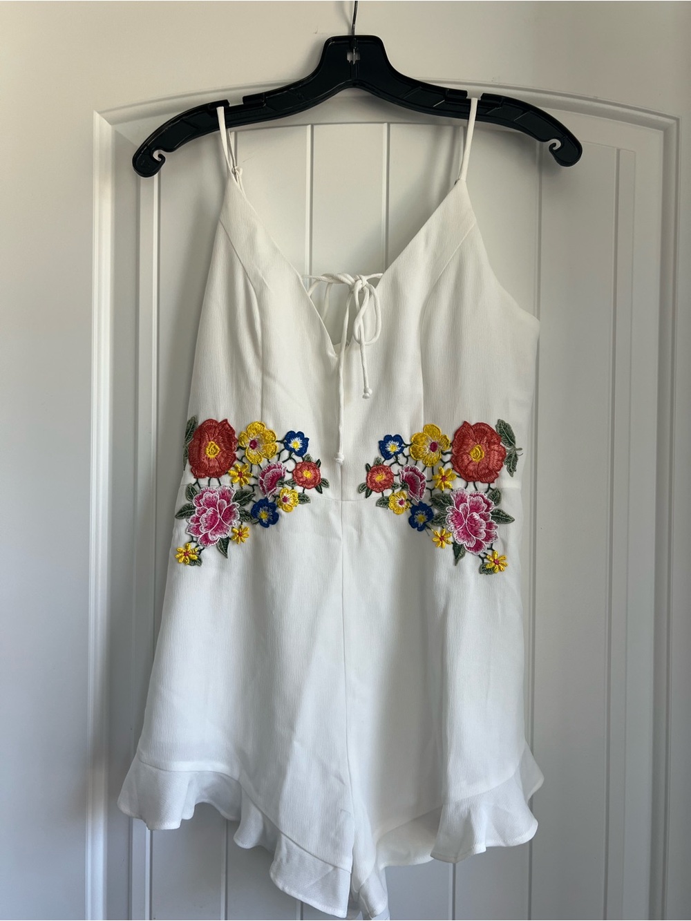 Forever 21 White Floral Embroidered Camisole Romper